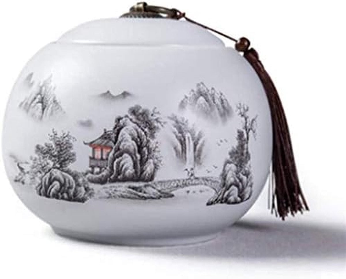 Decoratieve Keramische Urn voor Herdenking en Condolentie