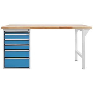 ADB Werkbank Profi 1500, 42694, blau, mit 6 Schubladen, 150 x 85 x 75 cm
