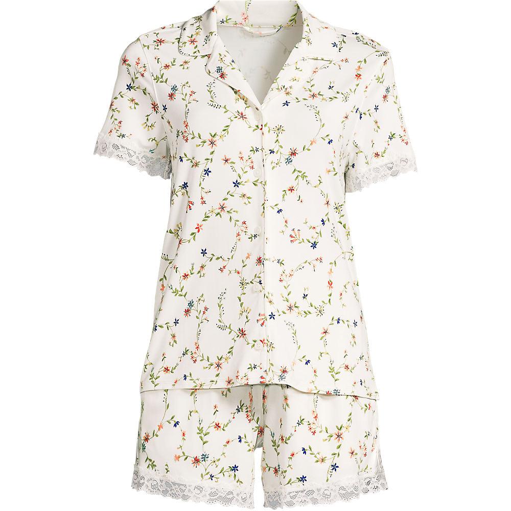 Pyjama-Set mit Shorts und Cooling-Finish in Plus-Größe, Damen, size: plus, Elfenbein, by Lands' End
