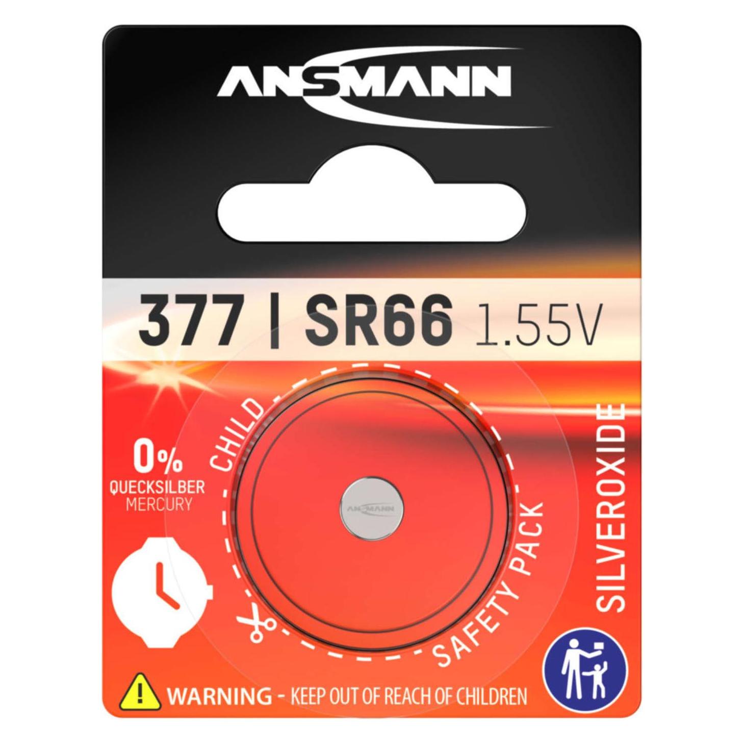 Ansmann 377 Silveroxid SR66 (1 Stk., SR66, 19 mAh) (1516-0019)