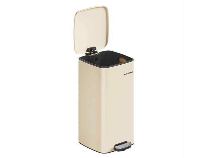 Poubelle de cuisine à pédale en acier avec seau 30 litres noir