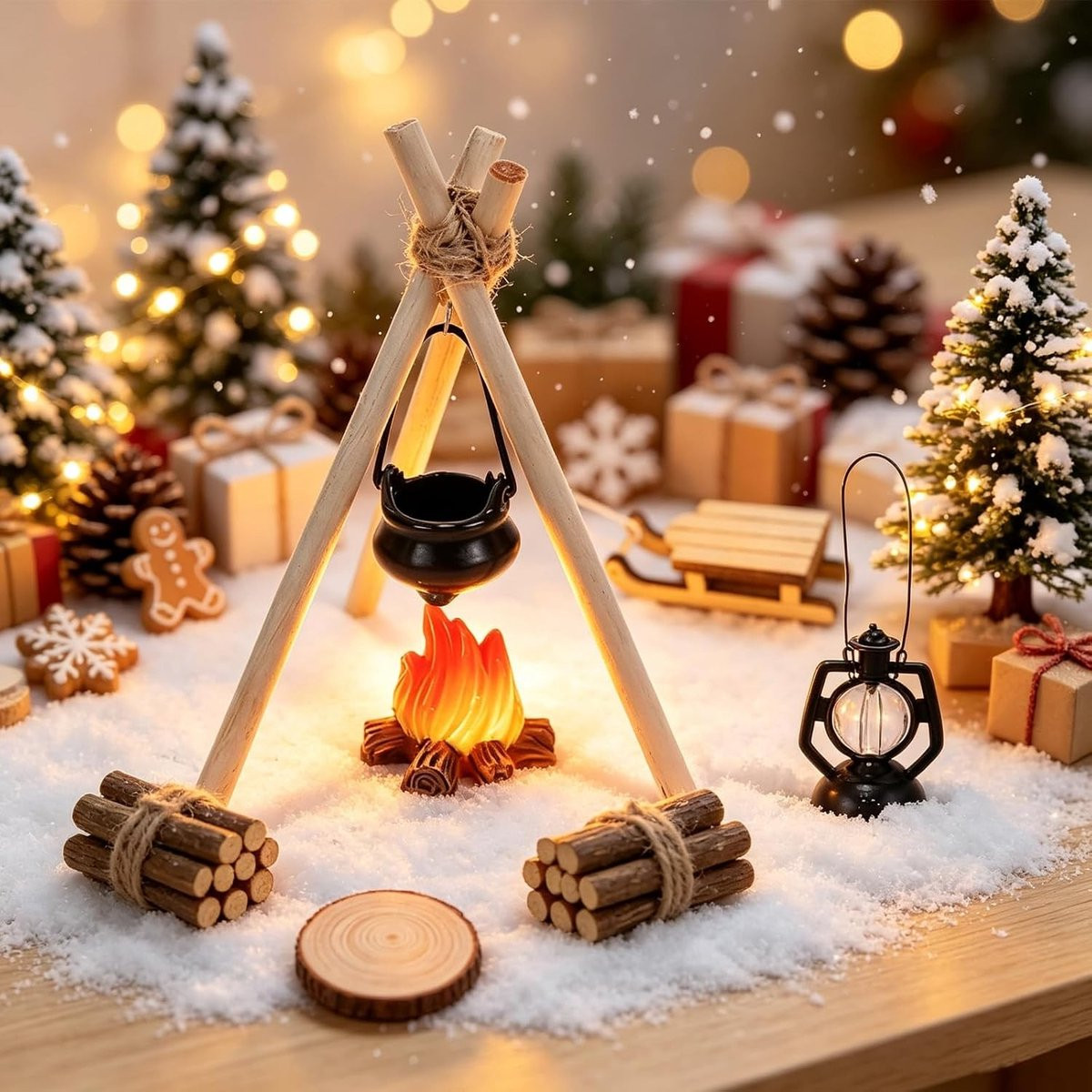 7-delige houten gnome miniaturen set voor kerstdecoratie en tabletop accessoires