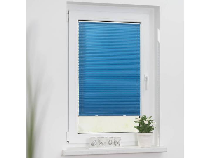 Store plissé Haftfix 65 x 130cm Bleu/Bleu cobalt