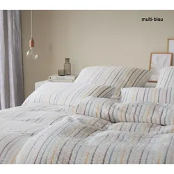 Elegante Web-Seersucker Bettwäsche Paula - 155x220 cm + 80x80 cm	multi-blau