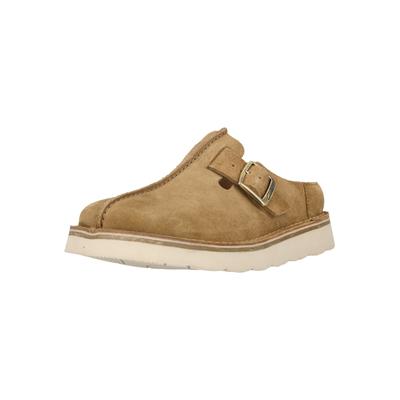 Hausschuh CLARKS "Solsbury Mule", Damen, Gr. 41,5, camelfarben, Schuhe Hausschuh, mit Stitch-down-Konstruktion