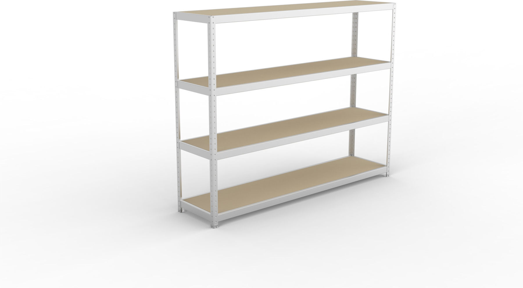 META SPEED-RACK Weitspannregal 1970x2500x600 mm in verzinkt mit 4 Fachebenen und Spanplatten (20081126)