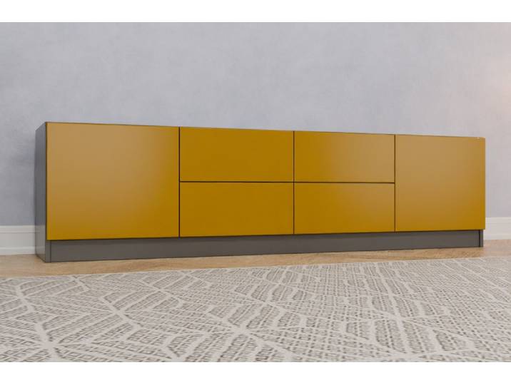 Büro Sideboard nach Maß - RAL 1027 Currygelb - 52x200x42cm - Individuell konfigurieren