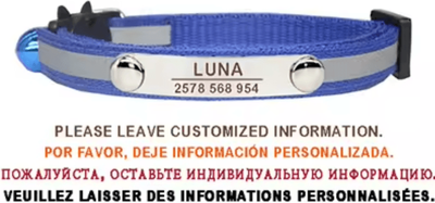 Inspire Curations SafeGlow Personalized Reflective Cat Collar c blue 7 12 Inch