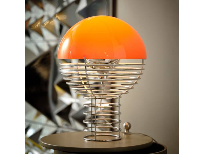 Lampe à poser Wire Ø30 Chrome/Orange - VERPAN Wire Small - Salon / séjour - Design - Métal - Avec abat-jour