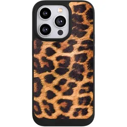 Nivocase Handyhülle für Apple iPhone 14 Pro Hülle NIVOpure Case Schwarz Animalprint Fell Leopard (Apple iPhone 14 Pro), Smartphone Hülle, Schwarz