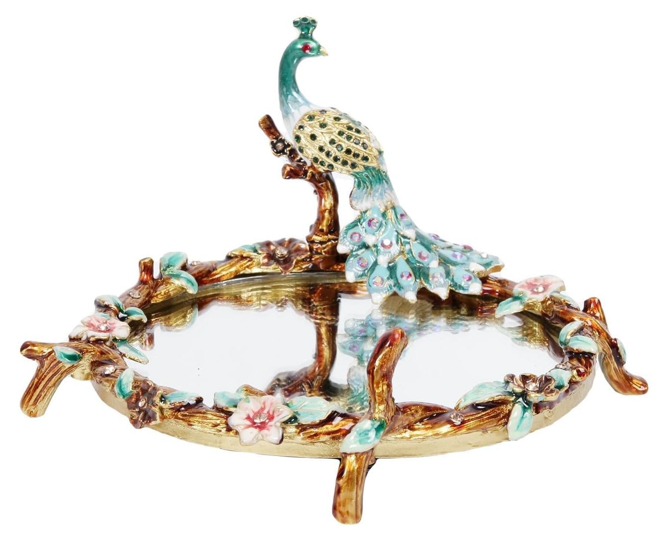 Decoratieve Vanity Spiegel Tray met Pauw Motief