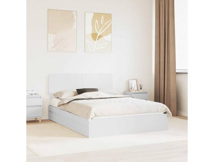 YUOTYRKTEJRSG Stauraumbett Holzwerkstoff mit Schubladen Weiß 160x200 cm Stauraumbett mit Kopfteil Weiß 160x200 cm Holzwerkstoff Bettgestell mit Schubladen Lattenrost King Size Bett