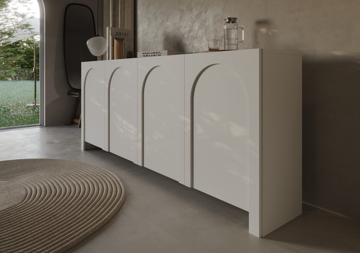 Meubel Square Dressoir Salamia Mat Wit - 204 cm - Kast