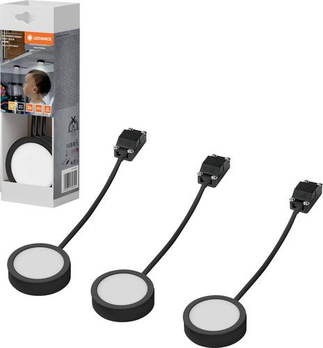 LEDVANCE Undercabinet Spot Puck 65mm 3 x 3W 830 Black LED-Unterbauleuchte 3.00W Warmweiß Schwarz