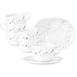 Seltmann Weiden Liberty Silver Stars Kaffeetasse mit Untertasse 260 ml 6er Set