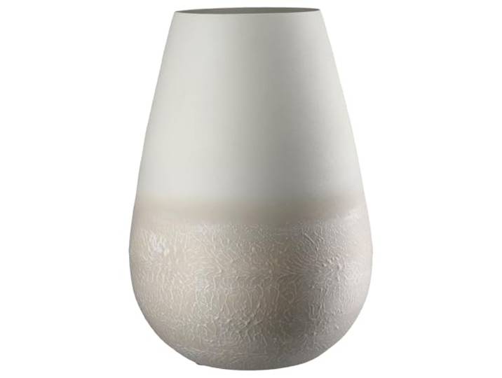 GILDE Vase Echo - Métal - Beige Mat - Structuré - Hauteur 33 cm x Ø 33 cm - Vase décoratif étanche