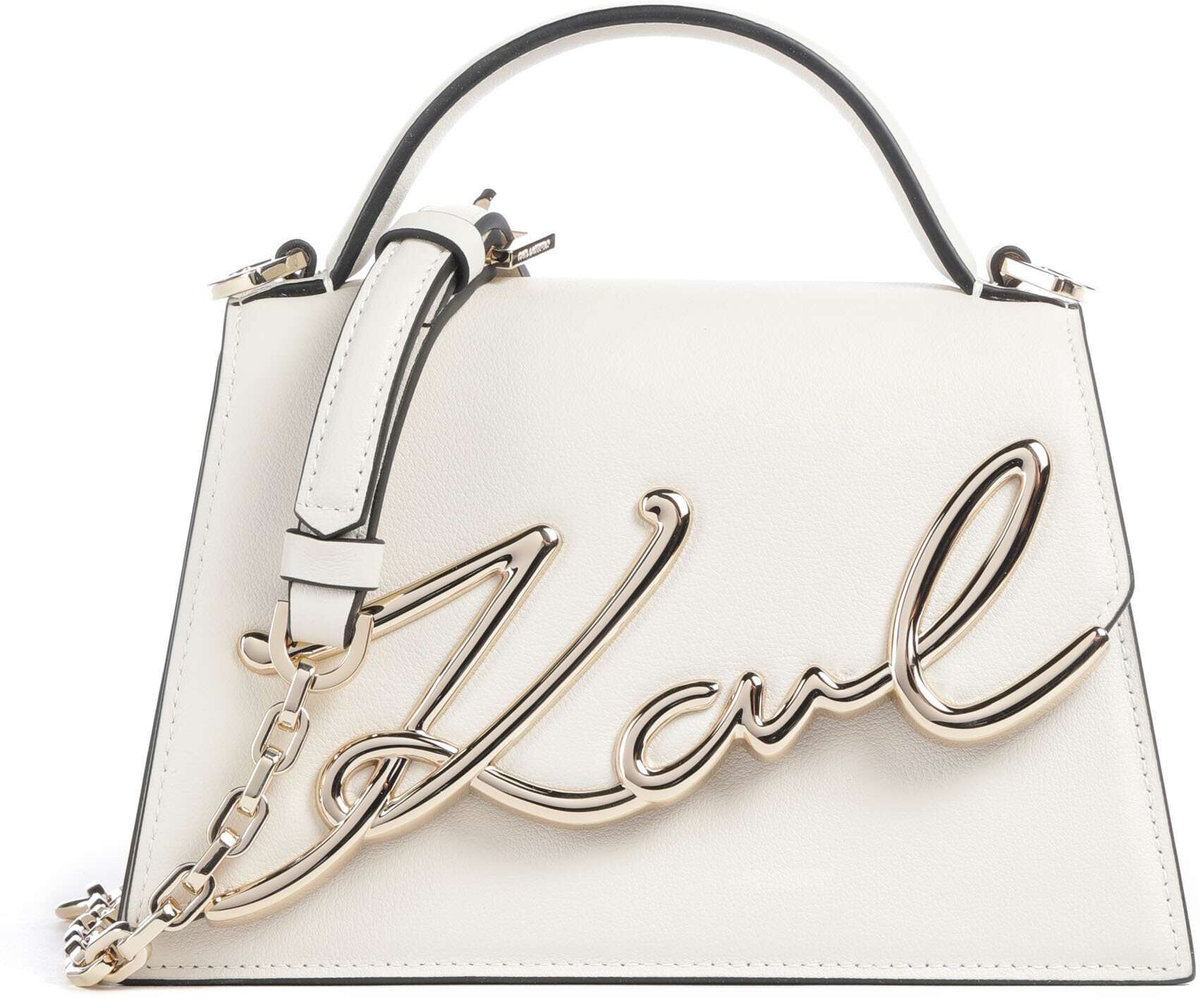 Karl Lagerfeld K/Signature 2.0 Umhängetasche aus Leder, weiß