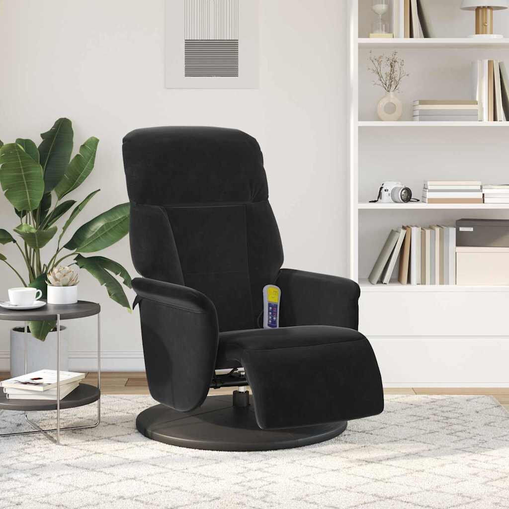 Brayden Studio 71 cm Wide Velvet Swivel Recliner Black Velvet 105cm H X 71cm W X 91cm D