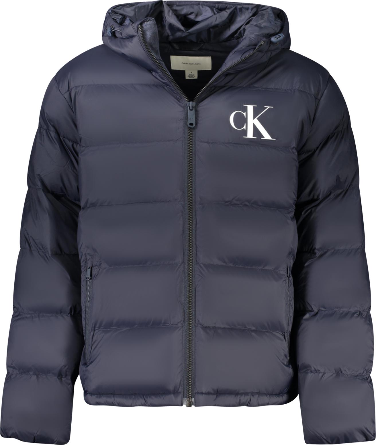 Wasser- und winddichte blaue Herrenjacke mit abnehmbarer Kapuze
