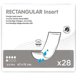 Ontex Rectangular Insert Extra, Rechteckige Vorlagen, ohne Folie, 47 x 15 cm 4 x 28 = 112 Stück