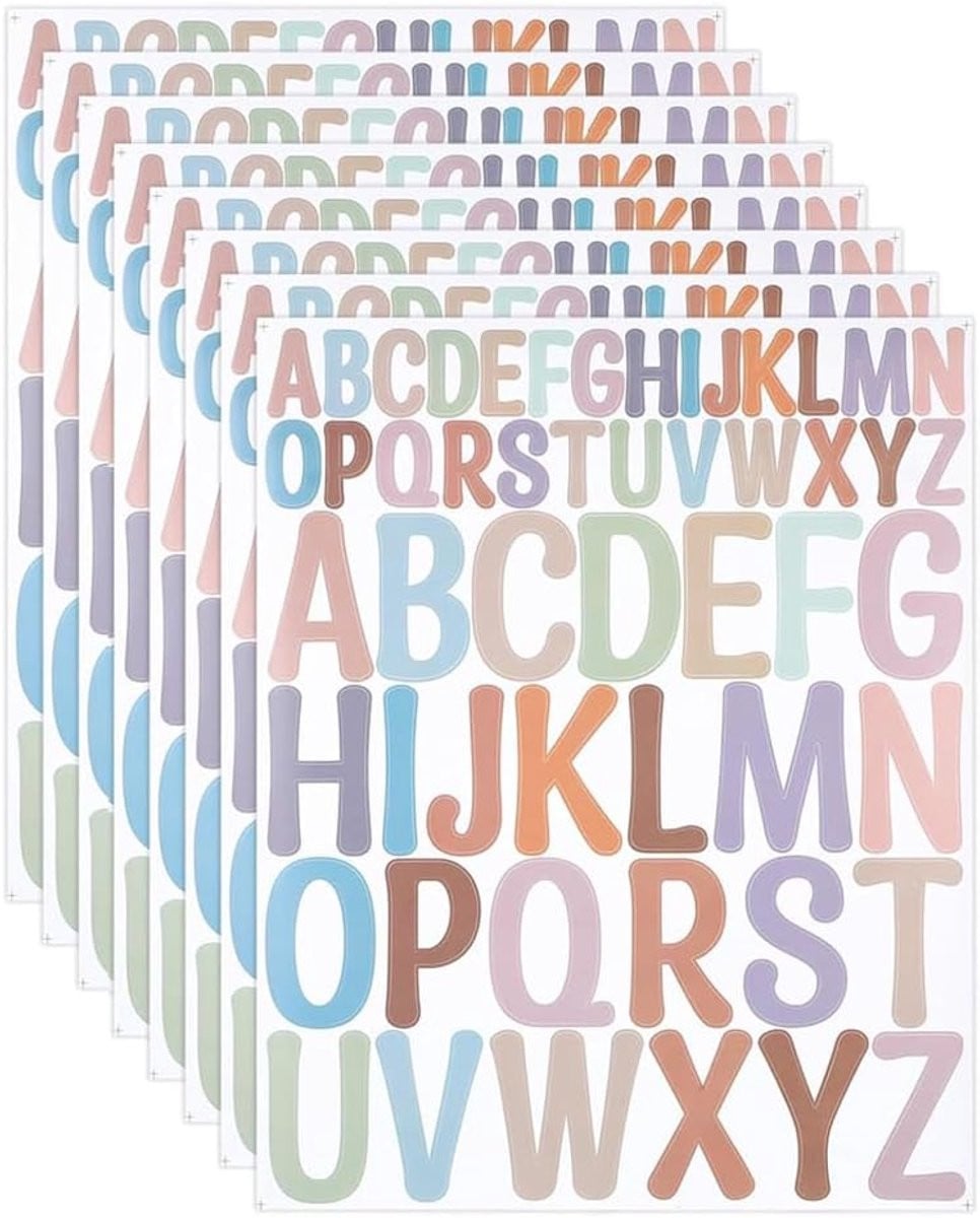 416 stuks Zelfklevende Letterstickers - Kleurrijk Vinyl - 8 vellen