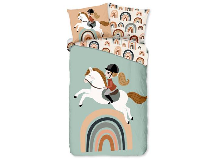 Good Morning Kinderdekbedovertrek paard en regenboog - Multi - (135x200 cm) - Katoen