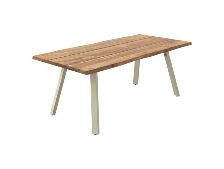 OUTLIV. Negara Gartentisch 200x100cm Edelstahl/Teak recycelt Baumkante Sand