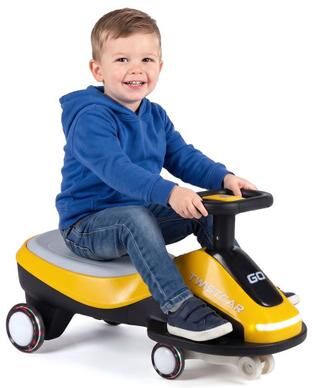 Costway Ride On Car with Flashing Wheels Front Light and Music Speaker for Age 3+ Years Old-Yellow