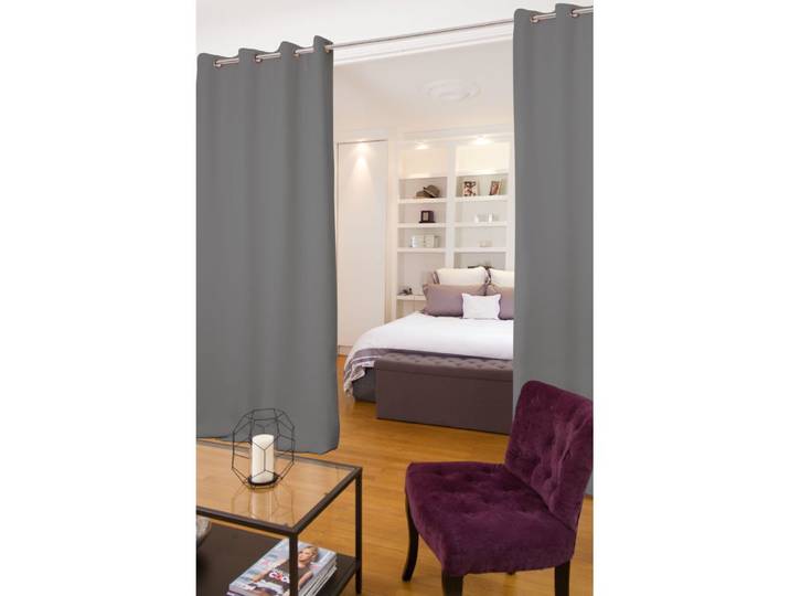 Rideau phonique séparateur pièce oeillet gris mc09 135lx250h