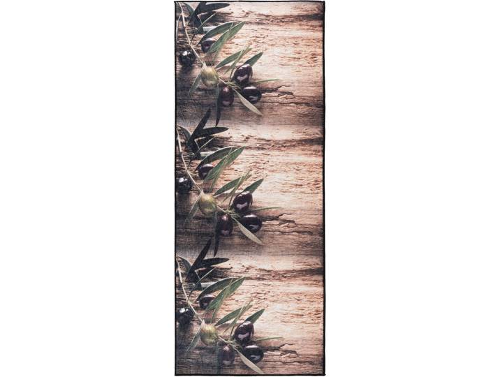 Küchenläufer SEHRAZAT Caimas 3070 , braun (multicolor), B:170cm H:6mm L:200cm, Polyester, Teppiche, Küchenläufer, Bedruckt, waschbar, rutschhemmend, Olivenzweig