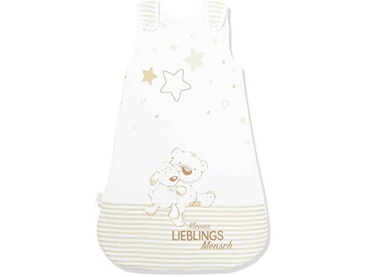 Herding Baby Best Baby-Schlafsack, Kleiner Lieblingsmensch Motiv, 70 cm, Seitlich umlaufender Reißverschluss und Druckknöpfe, Weiß