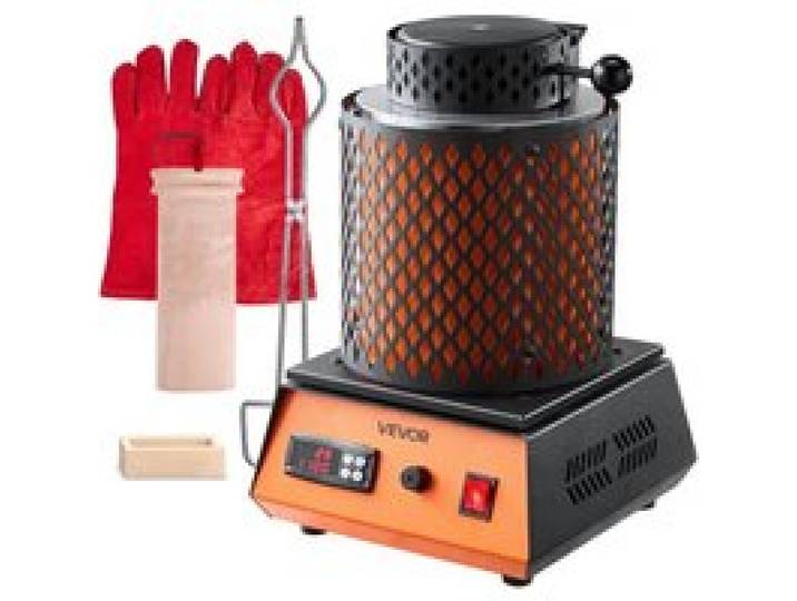 VEVOR digitaler Goldschmelzofen Maschine mit 3 kg Keramiktiegel, elektrischer Schmelzofen 1350 W max. 1150 ℃, Metallschmelzofen Set für Schmuckherstellung Metallbarren Metallkomponenten Schwarz