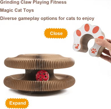 Inspire Curations Magic Round Cat Scratching Board With Ball Track Toy 1pc