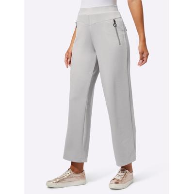 Culotte CREATION L, Damen, Gr. 40, Normalgrößen, grau (hellgrau), 50% Modal, 44% Polyester, 6% Elasthan, unifarben, lang, Hosen Culotte