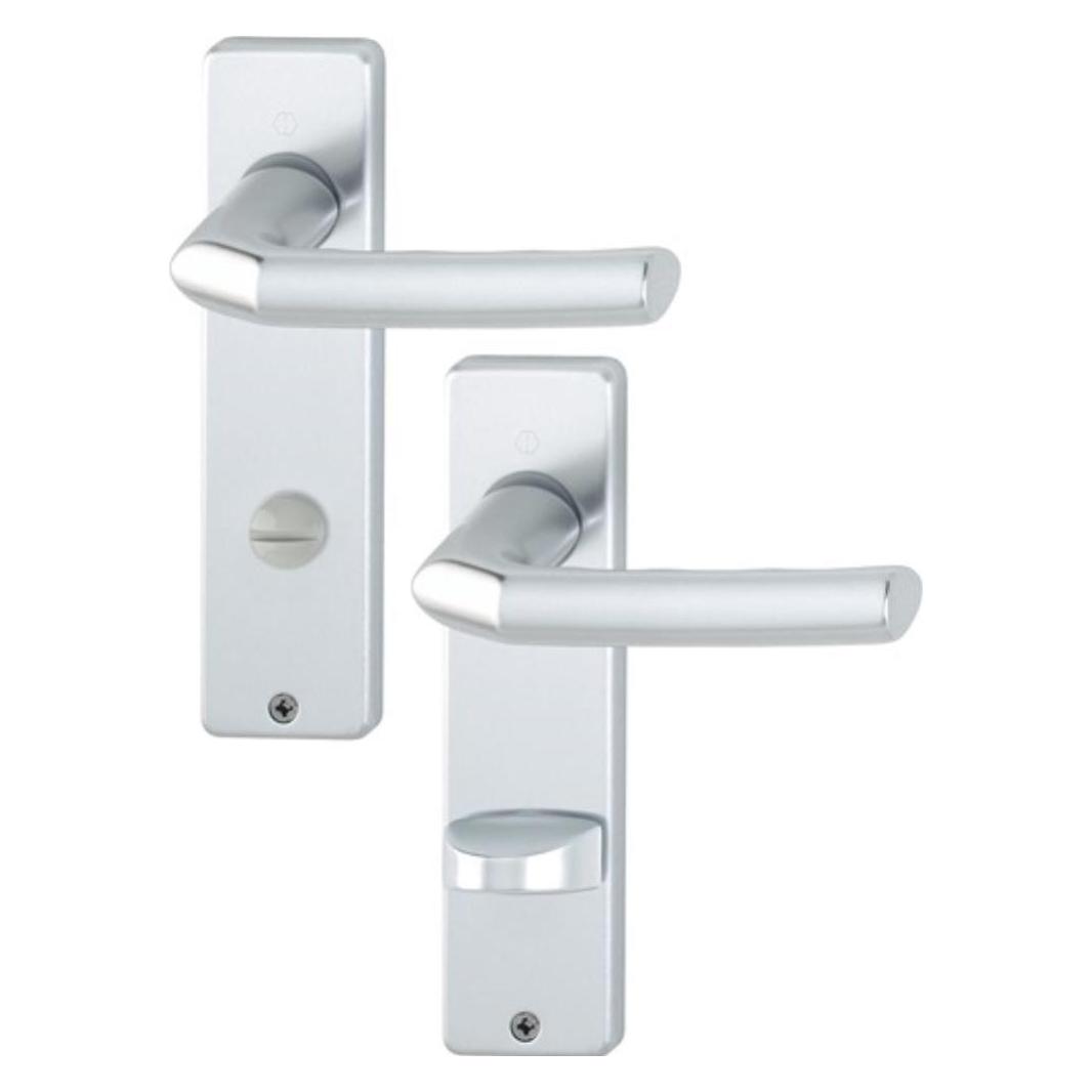 Hoppe Kurzschildgarnitur Birmingham 1117/202KP Aluminium F1 SK/OL eckig Drückergarnitur (Türschildgarnitur) (2566358)