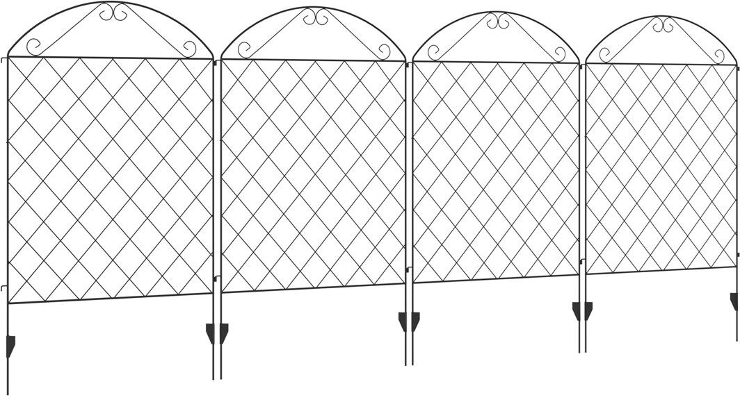 Rio Nias Decorative Garden Fencing, Rustproof, 4PCs, Gentle Swirls Black