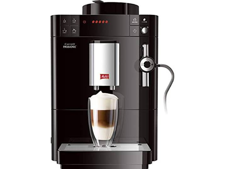 Melitta Passione F530-102 Kaffeemaschine mit Mühle, Kaffeebohnen, Milchsystem, automatische Reinigung, personalisierbar, 15 bar, Schwarz (generalüberholt)