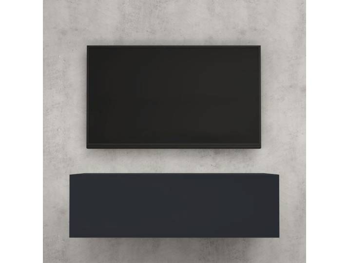 doporro Meuble TV Bas 100cm Armoire TV Gris Noir Mat Table de Télévision Salon avec Porte Meuble TV Suspendu MBTV02