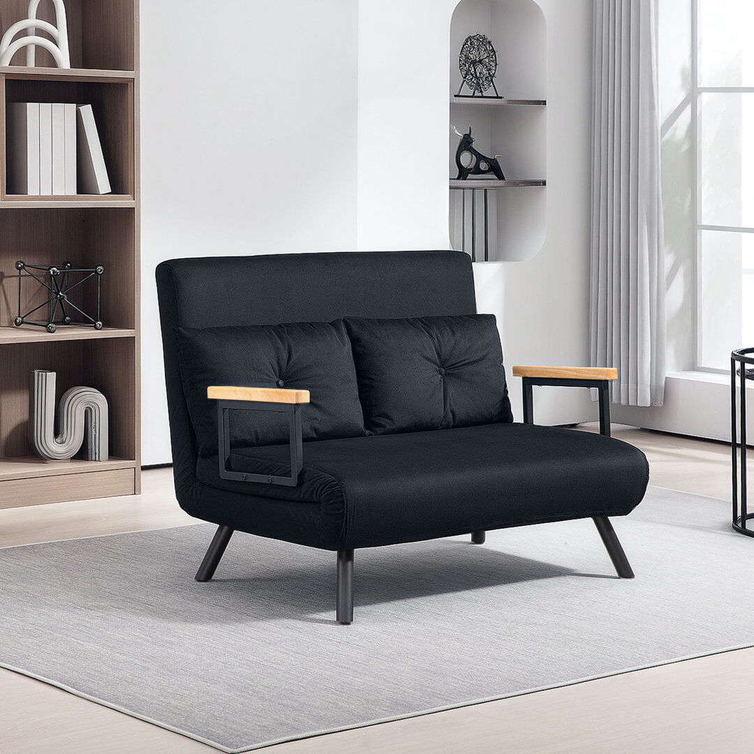17 Stories HOMCOM Sofa Bed Click Clack Convertible Bed Settee Black 81cm H x 102cm W x 73cm D