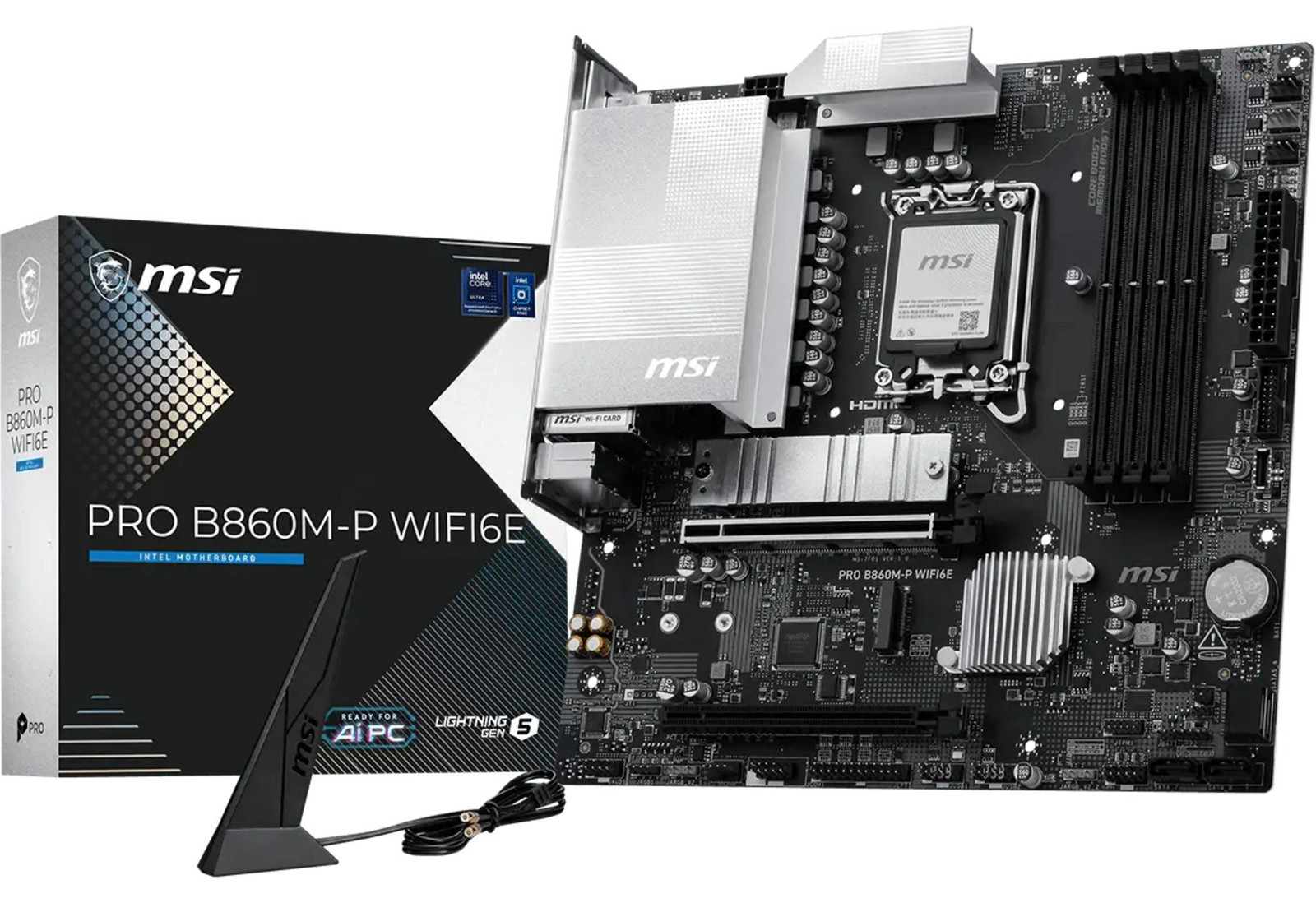 MSI Pro B860M-P Wifi6E moederbord, Intel socket 1851 (Core Ultra 100 & 200), mATX, DDR5