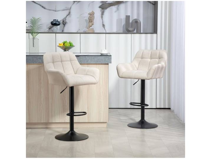 VUENOR Lot de 2 tabourets de bar réglables blanc crème rotatifs 360°