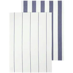 Taulo 2er-Set 50x70 Geschirrtücher Streifen White/ Mazarine Blue