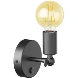 ledscom.de Vintage Wand-Leuchte FETRO Schalter, schwarz, schwenkbar + LED Lampe gold max. 818lm, 3-Stufen dimmen, extra-warmweiß
