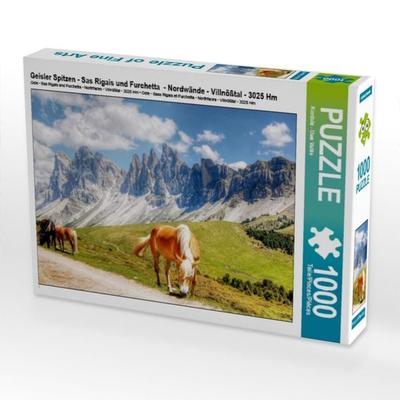 CALVENDO Puzzle Geisler Spitzen - Sas Rigais und Furchetta - Nordwände - Villnößtal - 3025 Hm | 1000 Teile Lege-Größe 64x48cm Foto-Puzzle für