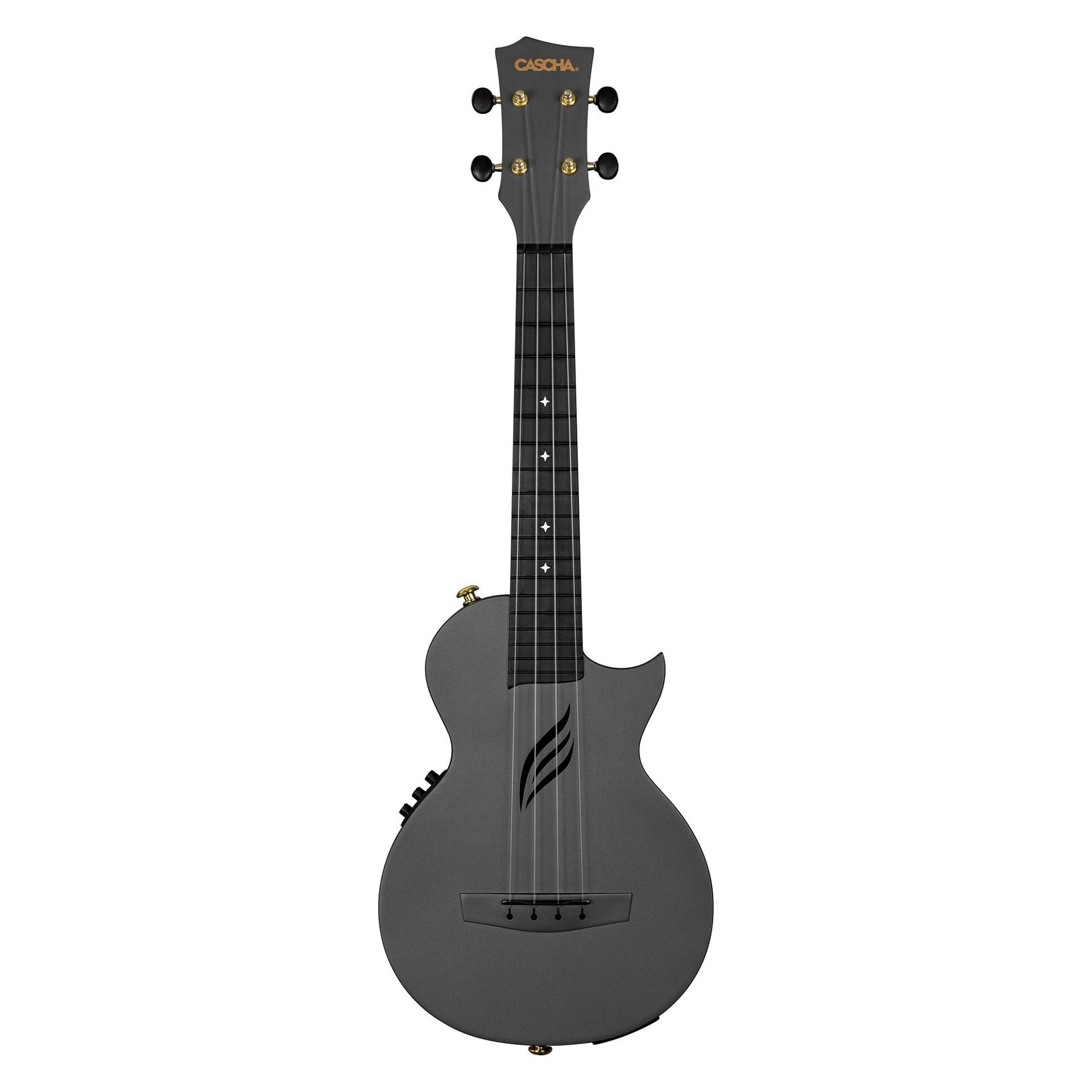 Cascha Ukulele Carbon Fibre Black Set w/ Pickup System (Konzert) (HH-2258E)