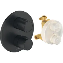 Duravit Thermostatarmaturen Thermostat Unterputzmodell Set, runde Rosette, 2 Verbraucher, 24 l/min, TH4200008046, Farbe: Schwarz Matt
