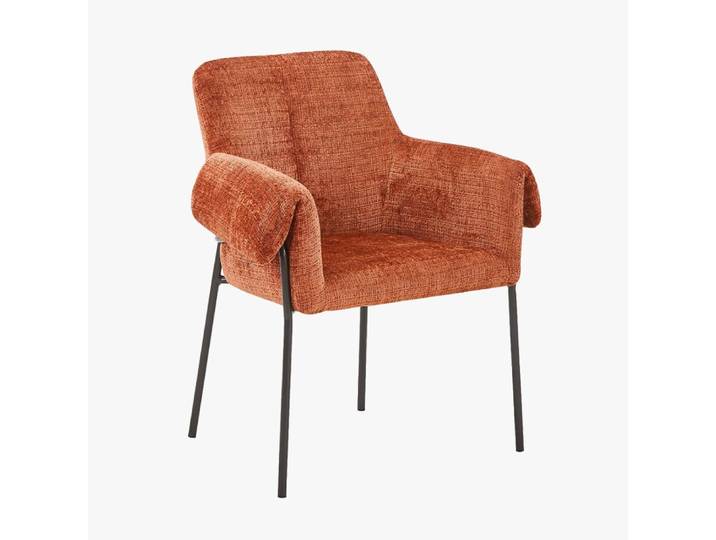 Chaise en tissu terracotta pieds en métal noir