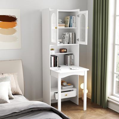 GDFStudio - Saly Modern Multi-Function Home Office Desk & Workstation with Storage, Drawers & Hutch