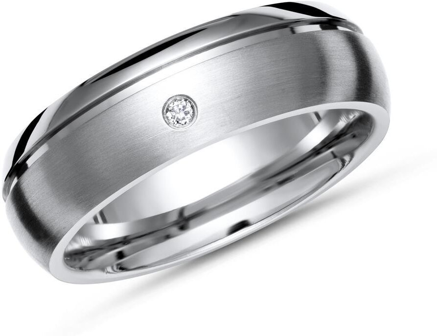 Unique Moderner teilpolierter Ring Titan mit Diamant silber