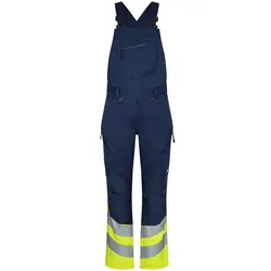 Warnschutz Latzhose "3546-314" Safety UV-Schutz - 64 - blue ink/gelb
